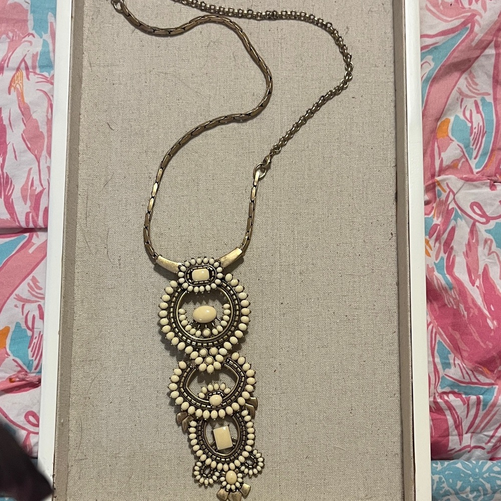 Stella & Dot Gold and Cream Statement Necklace
